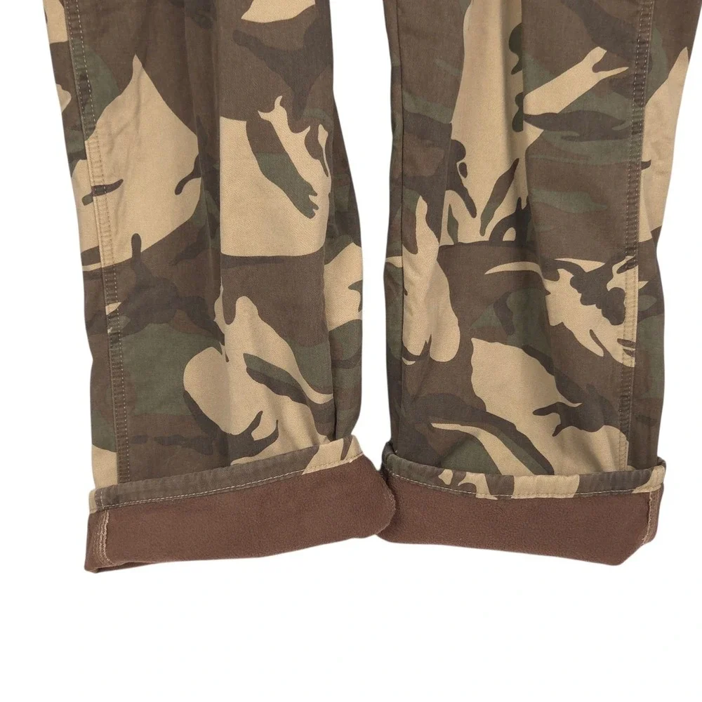 Wrangler Cargo Pants Men 40x32 Green Brown Camo FLEECE LINED Relaxed Fit Pockets